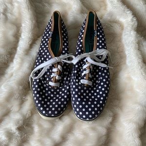 keds navy and white polka dot shoes